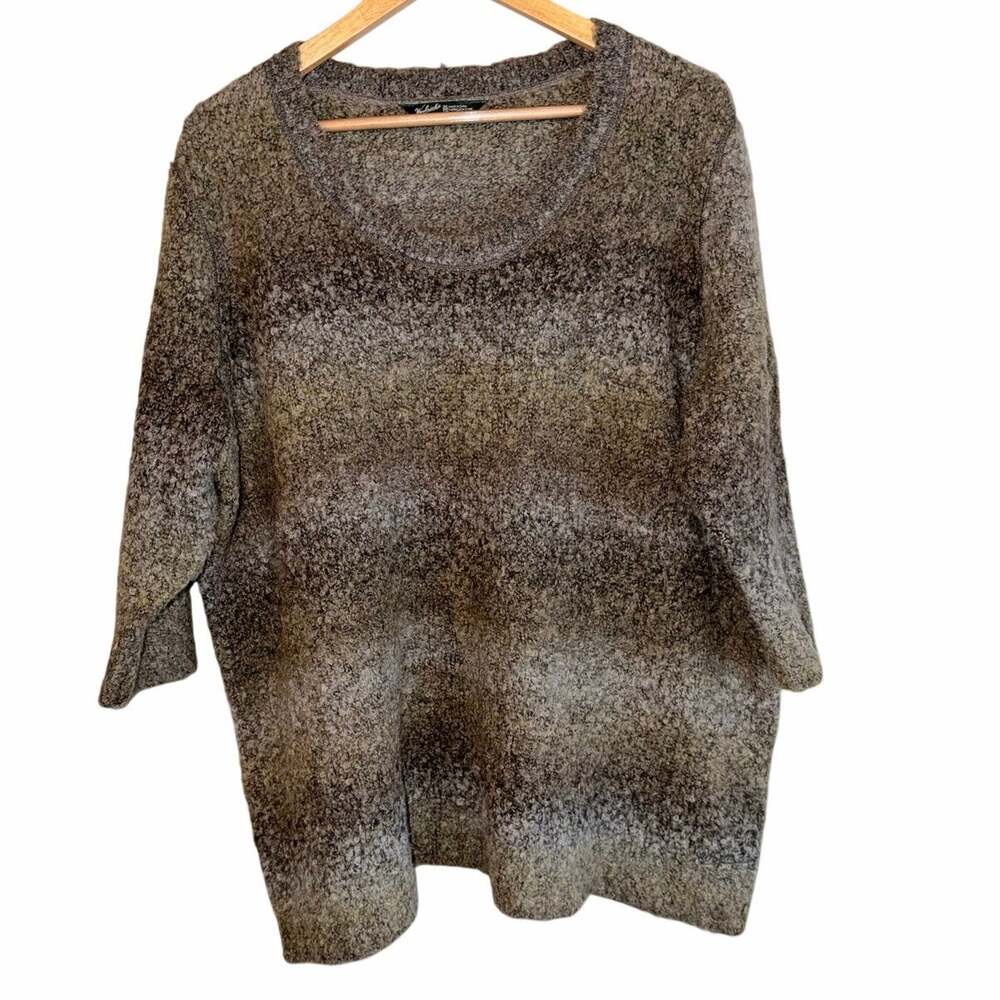 Woolrich green brown earthtones plus size pullover sweater wool blend 2X Autumn